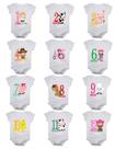 Body mesversario fazendinha Kit 12 bodies de bebê