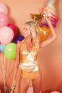 Body Metalizado Dourado Feminino Adulto - Fantastique