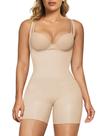Body Modelador SHAPERX SZ5258 Bege com Abertura no Busto e Controle de Barriga