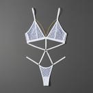 Body Natasha Sexy de Renda Fio Dental com Detalhes em Corrente Sensual