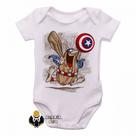 body nenê criança roupa bebê Capitão Cavérica escudo