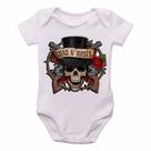 body nenê criança roupa bebê Guns in Roses Caveira