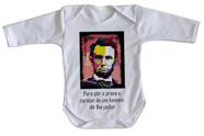 body nenê criança roupa bebê manga longa Abraham Lincoln