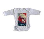 body nenê criança roupa bebê manga longa Albert Einstein fórmula