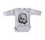 body nenê criança roupa bebê manga longa Albert Einstein rosto