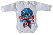 body nenê criança roupa bebê manga longa Capitão América body nenê criança roupa bebê manga longa Capitão América