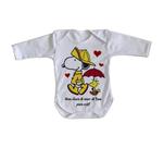 body nenê criança roupa bebê manga longa Chuva de Amor de Deus Snoopy