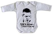 body nenê criança roupa bebê manga longa De volta para o futuro Biff diga oi pra sua mãe