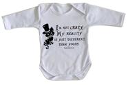 body nenê criança roupa bebê manga longa Gato de Cheshire I'm not crazy body nenê criança roupa bebê manga longa Gato de Cheshire I'm not crazy