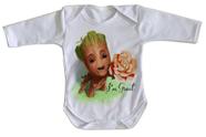 body nenê criança roupa bebê manga longa Groot rosa