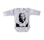 body nenê criança roupa bebê manga longa Marilyn Monroe