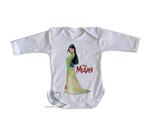 body nenê criança roupa bebê manga longa Mulan vestido