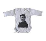 body nenê criança roupa bebê manga longa Nikola Tesla Batalha das Correntes