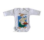 body nenê criança roupa bebê manga longa Pica Pau Leôncio
