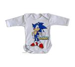 body nenê criança roupa bebê manga longa Sonic II