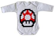 body nenê criança roupa bebê manga longa Super Mario Mushroom