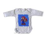 body nenê criança roupa bebê manga longa Super Mário pixel