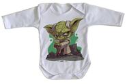 body nenê criança roupa bebê manga longa Yoda Star Wars
