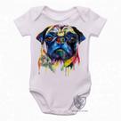 body nenê criança roupa bebê Pug colorido