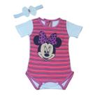 Body Para Bebê Com Estampa da Minnie Bory Rosa Escuro Mesversário REF S205C