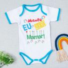 Body para Bebê Curto Mamãe Eu Quero Mamar Viés Turquesa