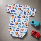 Body para Bebê Manga Curta Estampadinho Super Carros Branco