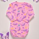 Body para Bebê Manga Longa Estampadinho Borboleta Rosa
