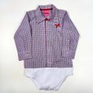 Body Para Bebe Menina Manga Longa Country Infantil Xadrez