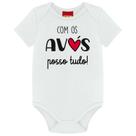 Body para Bebê Unissex Frases Divertidas Manga Curta em Cotton Branco Kyly
