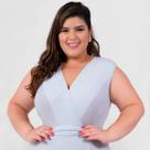 Body Plus Size Feminino Blusa Transpassado Brilho Moda Luxo