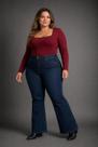 Body Plus Size Feminino Manga Longa Decote Quadrado G2 52/54 Preto