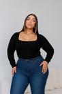 Body Plus Size Liza Manga Longa decote quadrado Blogueiras