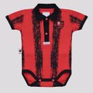 Body Polo Flamengo Listrado Vermelho e Preto