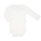 Body Polo Manga Longa Gola C/Gliper Renda Bebê Menina Branco