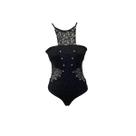 Body Preto Com Detalhes De Renda Charry