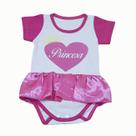 Body Princesa Para Bebê Roupinha Bory Rosa Com Saia de Cetim Roupinha Temática REF S200