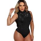 Body Regata Com Brilho Luxo Blusa Gola Alta C Strass Festas