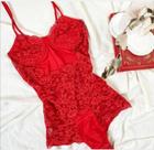 body rendado vermelho
