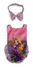 Body Romper Temático Princesa Rapunzel Lilás Costas aberta