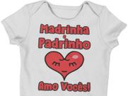 Body Roupinha Bebê Madrinha e Padrinho Amo Vocês Branca