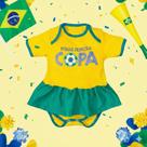 Body Saia Bebê Copa do Mundo Brasil Cor:AmareloTamanho:3-6M