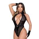 Body sensual em renda com luvas Body sensual em renda com luvas