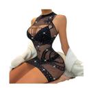 Body Sexy Feminino Em Rede Com Strass, Transparente E Brilhante, Lingerie Y2K