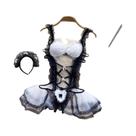 Body Sexy Feminino Estilo Lolita Com Alças, Renda Cruzada, Recortes Vazados E Camada Dupla De Tule