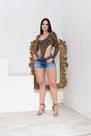 Body tule transparente estampado Feminino Cavado Cavadão Asa Delta Gola Alta Tendência Gringa