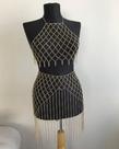 Bodychain borychain conjunto modelo rede Top e Saia Festival