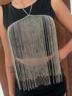 Bodychain colar corporal 2 em 1 saia de blusa de correntes banhadas a prata preto e dourado