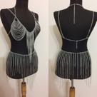 Bodychain Conjunto top saia Franjas folheado a Ouro e Prata