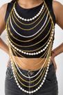 Bodychain vestido transpassado de correntes pérolas e cristais para festa festival Tamanho:GNumeração:100
