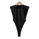 Bodycon Sem Mangas Preto E Branco Com Ombros Almofadados Para Mulheres, Sexy, Verão, Peça Única 2024